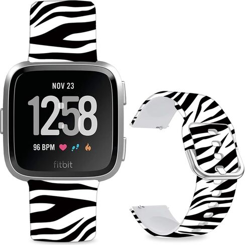 Soft Silicone Watch Bands Compatible with Fitbit Versa 2/Versa/Fitbit Versa Lite/SE Cartoon Band，23mm Cute Floral Pattern Printed Strap Replacement Wristband for Men Women Teens. in Kuwait