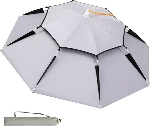 RedSwing Diameter Large Umbrella Hat for Adults and Kids, Hands Free UV Protection Head Umbrella Double Layer for Fishing, Gardening, Beach and Golf, Blue/Silver/Camouflage in Kuwait