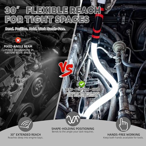 30-Inch Flexible LED Work Light USB-C Rechargeable Bendable Mechanic Light in Saudi Arabia