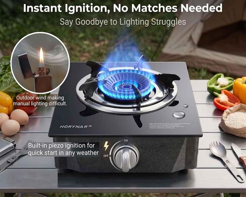 Horynar Single Burner Propane Stove 13,000 BTU, Gas Stove Auto Ignition in Saudi Arabia