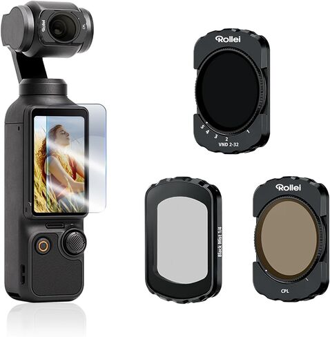 مجموعة مرشح مغناطيسي Rollei متوافقة مع DJI Osmo Pocket 3، مرشحات 3 في 1 ND 2-32 + CPL + Black Mist 1/4، مع طلاء نانو زجاجي بصري، واقي شاشة وقطعة قماش للتنظيف متضمنة in Kuwait