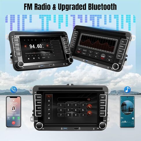 Leadfan Android Car Stereo for VW Volkswagen Passat Jetta Tiguan Beetle Tiguan Caddy Seat Golf 5 6, 7 Inch Touchscreen for Jetta Car Radio with Carplay Android Auto 5G WiFi Bluetooth 5.1 Backup Camera in Kuwait