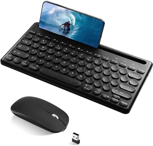 Quiet Wireless Keyboard and Mouse Combo, Multi-Device Wireless Connectivity (only if not actually Bluetooth certified) Set with Phone Holder for MacBook Pro M5, iPad Pro M4, Surface Pro 11, ... in Saudi Arabia