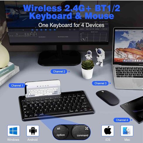 Quiet Wireless Keyboard and Mouse Combo, Multi-Device Wireless Connectivity (only if not actually Bluetooth certified) Set with Phone Holder for MacBook Pro M5, iPad Pro M4, Surface Pro 11, ... in Saudi Arabia