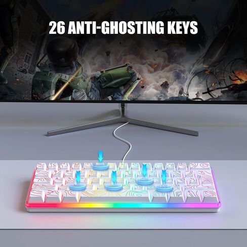 RedThunder 60% Gaming Wired Keyboard and Mouse Combo, Ultra-Compact 61 Keys RGB Backlit Small Keyboard, Lightweight 7200 DPI Optical Mouse, RGB Gaming Set for PC MAC PS5 Xbox Gamer(White Contour Line) in Saudi Arabia