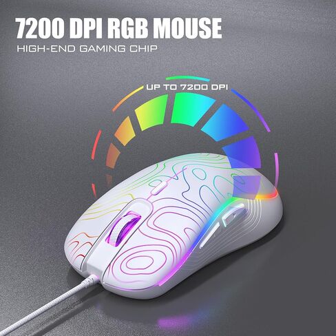RedThunder 60% Gaming Wired Keyboard and Mouse Combo, Ultra-Compact 61 Keys RGB Backlit Small Keyboard, Lightweight 7200 DPI Optical Mouse, RGB Gaming Set for PC MAC PS5 Xbox Gamer(White Contour Line) in Saudi Arabia