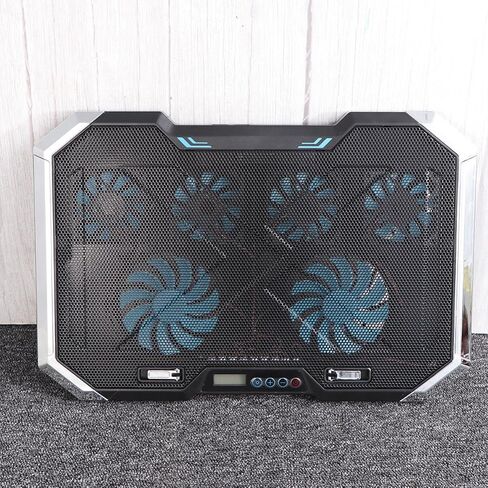 Laptop Cooling Pad with LED Display with 6 Fans and Adjustable Height Dual USB Ports, Heat Dissipation Cooling Stand Double Side LED Breathing Light for Notebook Computers in Saudi Arabia
