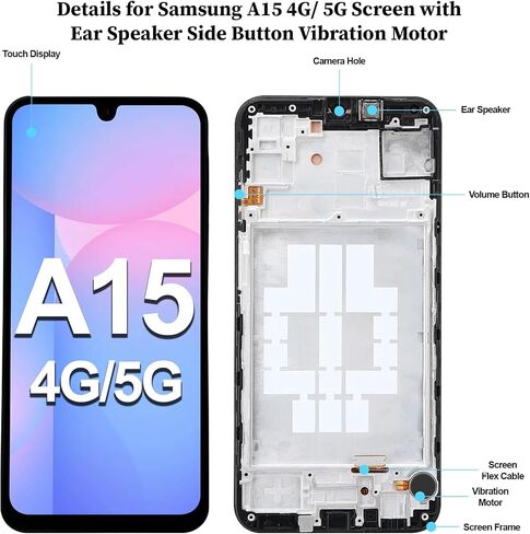 for Samsung A15 4G/5G Screen with Ear Speaker Side Button Vibration Motor in Kuwait