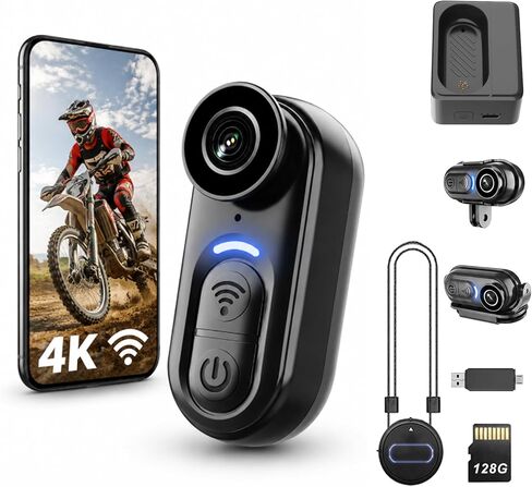 4K Mini Body Camera, Thumb-Sized Wearable Action Cam with Audio & Video, 64GB Storage, Hands-Free Portable Camera for Work, Travel, Pet Walks & Vlogging in Saudi Arabia