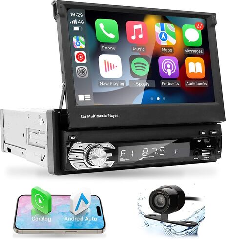 Single Din Carplay Android-Auto-Car-Radio 7-inch Flip Out Touchscreen in Saudi Arabia