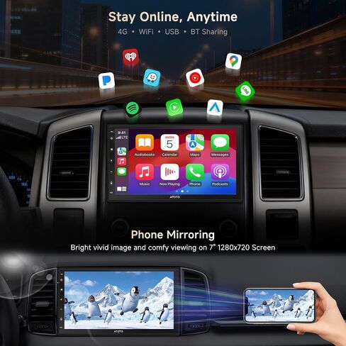ATOTO S8 7inch Double DIN Android Car Stereo, 4G+32G, Wireless CarPlay & Android Auto, GPS Track,4G LTE+WiFi, Dual Cam Recording(Front Cam Included),HD QLED Display, DSP 36-Band EQ in Saudi Arabia