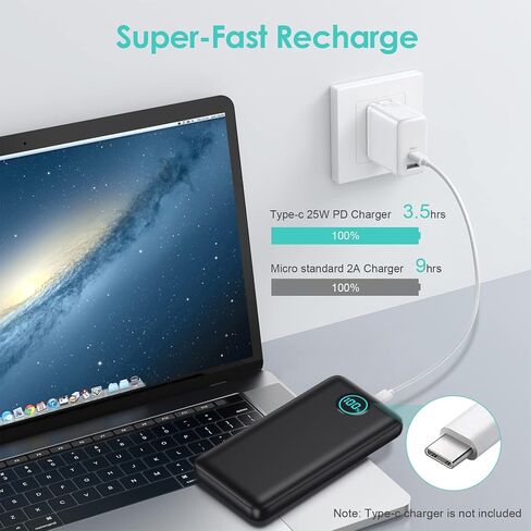 Portable Charger Power Bank 30800mAh LCD Display Power Bank,25W PD Fast Charging +QC 4.0 Quick Phone Charging Power Bank Tri-Outputs Battery Pack Compatible with iPhone,Android etc(Black) in Kuwait