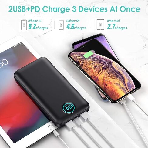 Portable Charger Power Bank 30800mAh LCD Display Power Bank,25W PD Fast Charging +QC 4.0 Quick Phone Charging Power Bank Tri-Outputs Battery Pack Compatible with iPhone,Android etc(Black) in Kuwait