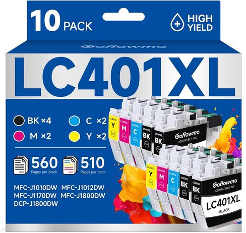 LC401XL Ink Cartridges Compatible for Brother Printer LC401 401XL 10-Pack in Kuwait
