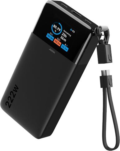 شاحن محمول JUOVI بقوة 222 واط لبنك الطاقة المحمول بسعة 25000 مللي أمبير في الساعة مع كابل USB-C in Kuwait