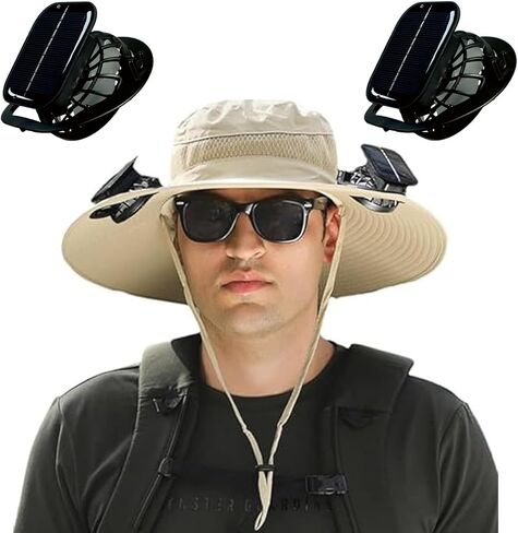 ZRW Hat with Fan,Solar Fan Hat,Fan Hats for Men with 2 Solar Fan,Outdoor Fishing,Waterproof Outdoor Hiking Camping Fishing in Saudi Arabia