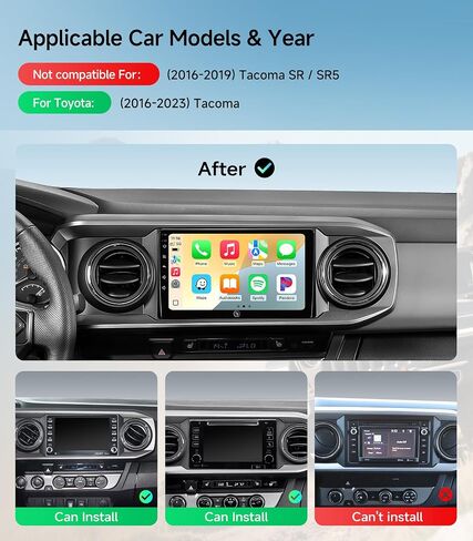 Car Stereo Radio for Toyota Tacoma 2016-2023, Wireless CarPlay Android Auto in Kuwait