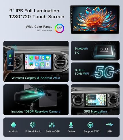 Car Stereo Radio for Toyota Tacoma 2016-2023, Wireless CarPlay Android Auto in Kuwait