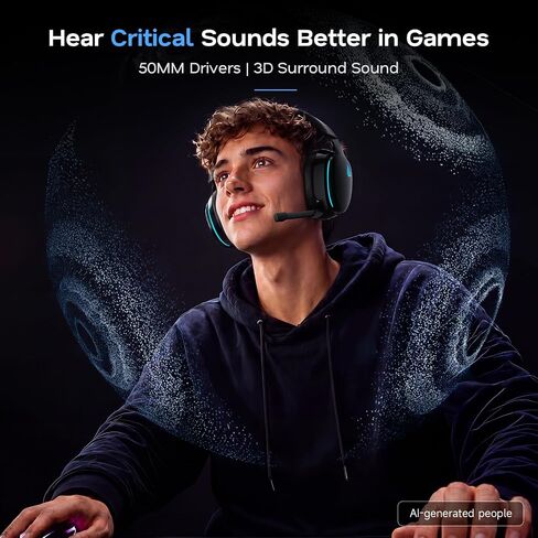 سماعة ألعاب لاسلكية AOC 2.4 جيجا هرتز لأجهزة PS5، PS4، الكمبيوتر الشخصي، سويتش، 45 ساعة، أسود in Saudi Arabia