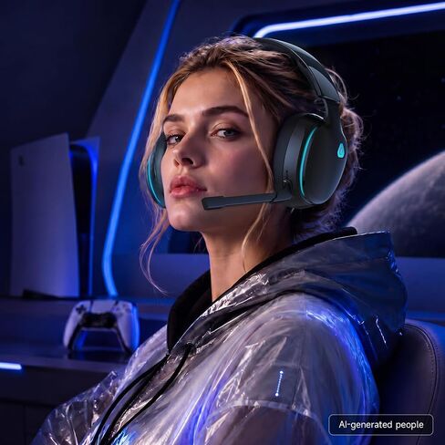 سماعة ألعاب لاسلكية AOC 2.4 جيجا هرتز لأجهزة PS5، PS4، الكمبيوتر الشخصي، سويتش، 45 ساعة، أسود in Saudi Arabia