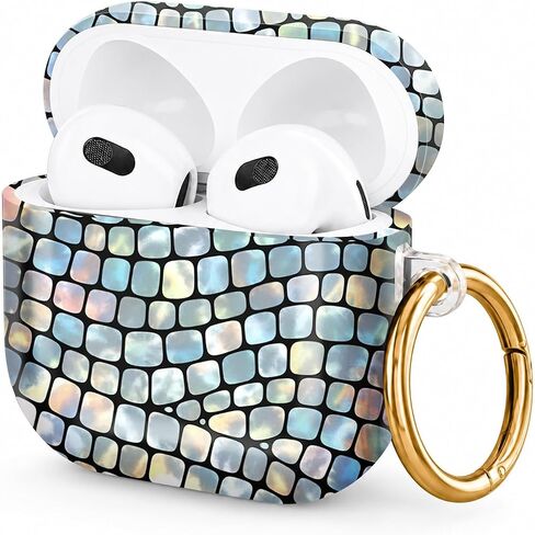 Hard Case Compatible with AirPod 4 2024, Shockproof Protective Cover for Airpod 4th Generation with Gold Ring Keychain, Cute Aesthetic Design for Women(Sea Shells Starfish Pearls) in Kuwait