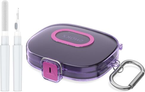 [Upgrade Secure Lock] for Shokz OpenFit Pro Case Cover with Cleaner kit, Protective PC Transparent Hard Shell Compatible with Shokz OpenFit Pro Earbuds Charging Case with Keychain(Clear Grey) in Saudi Arabia