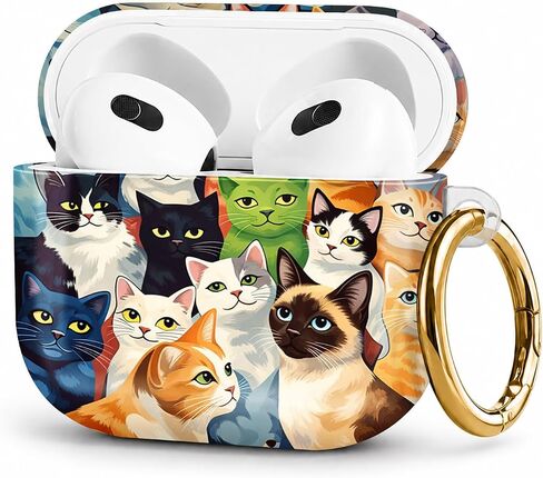 Compatible with AirPod 4 Case 2024, LNZLKING Protective Hard Shell Cover for Airpod 4th Generation, Cute Personalized Pattern Skin with Gold Ring Keychain for Women(Vibrant Tropical Floral) in Kuwait