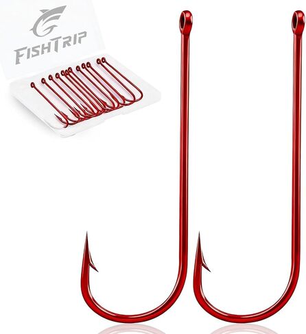 FishTrip 100Pcs Aberdeen Fishing Hooks Red, Long Shank Hooks for Freshwater in Saudi Arabia