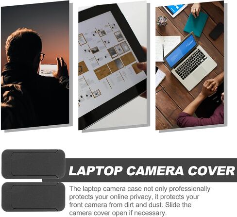 Balacoo 2pcs Ultra-Thin Laptop Camera Privacy Covers Slide, Black Abs Material with Square Shape, Protects Front Camera from Dirt and Provides Privacy Protection for Laptops in Kuwait