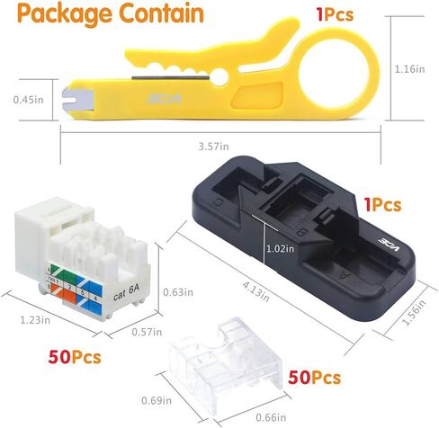 VCE Cat6A RJ45 Keystone Jacks UL Listed 50-Pack, 110-Type UTP Modular Jacks in Saudi Arabia