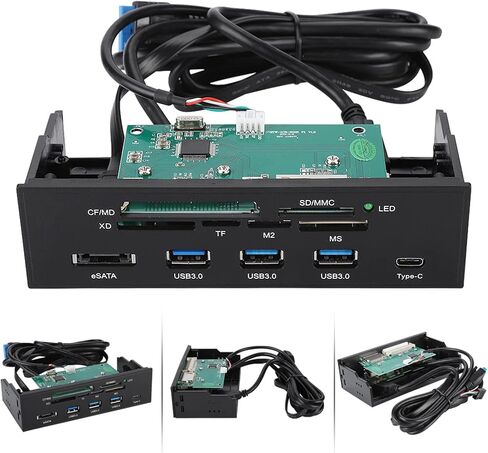 Internal Card Reader, 5.87 Inch USB 3.0 Hub with 5 Ports 6 Card Slots Multifunction Interface, Equipped with ESATA and USB 3.1 Port for .25 Inch Drive Bay in Saudi Arabia