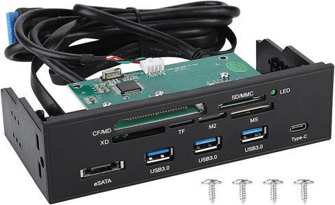 Internal Card Reader, 5.87 Inch USB 3.0 Hub with 5 Ports 6 Card Slots Multifunction Interface, Equipped with ESATA and USB 3.1 Port for .25 Inch Drive Bay in Saudi Arabia
