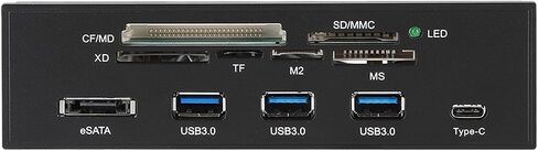 Internal Card Reader, 5.87 Inch USB 3.0 Hub with 5 Ports 6 Card Slots Multifunction Interface, Equipped with ESATA and USB 3.1 Port for .25 Inch Drive Bay in Saudi Arabia