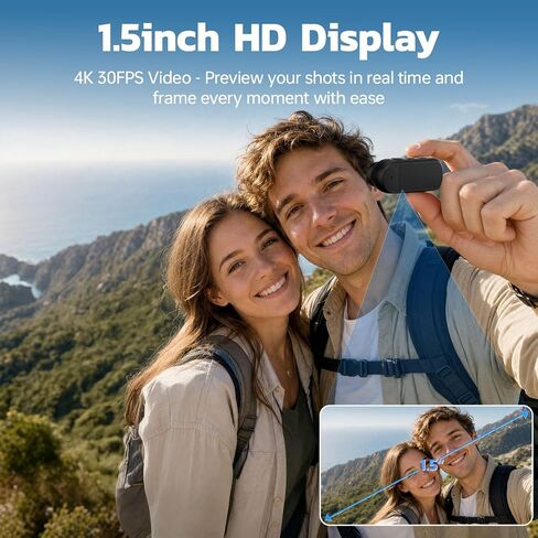 4K Mini Body Camera with 1.5" Screen, WiFi Magnetic Wearable POV in Kuwait
