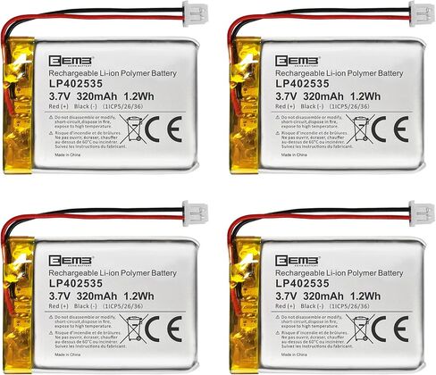 EEMB 3.7V Lipo Battery 320mAh 402535 Rechargeable with Wire 1.25mm 4-Pack in Saudi Arabia