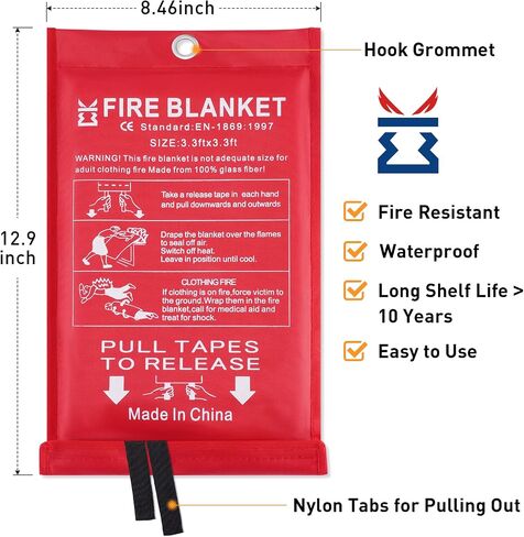 Fire Blanket for Home Emergency Survival – Fiberglass Suspend Fire Flames Suspension Blankets for Home and Kitchen School Grill Garage House Warehouse Safety (2pcs-FireBlankets) in Kuwait