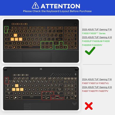 Keyboard Cover Skin for 2025 ASUS TUF Gaming 16" F16 FX608 FX608JH FX608JPR FX608JMR FX608JP FX608LP FX608LM Series Laptop Keyboard Skin Protector, 2025 ASUS TUF Gaming F16 Accessories, Clear in Saudi Arabia