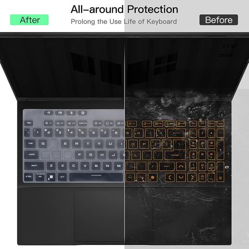 Keyboard Cover Skin for 2025 ASUS TUF Gaming 16" F16 FX608 FX608JH FX608JPR FX608JMR FX608JP FX608LP FX608LM Series Laptop Keyboard Skin Protector, 2025 ASUS TUF Gaming F16 Accessories, Clear in Saudi Arabia