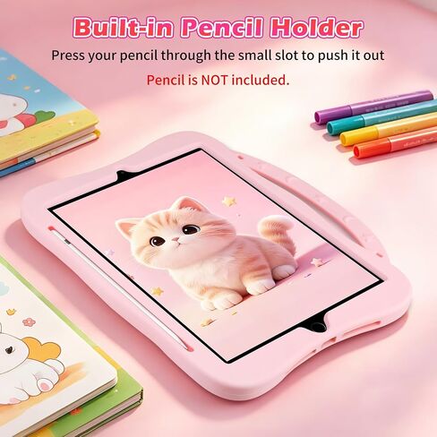 for iPad 9th/8th/7th Generation Case 10.2 Inch Kids Girls Cute Flower Soft Silicone Shockproof Protective Tablet Cover with Pencil Holder Rotating Stand for iPad 10.2" Case 2021 2020 2019,Pink in Saudi Arabia