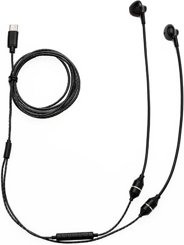 Tube Headphones, Anti-Radiation Earbuds with USB-C Jack, EMF Free Earphones for Safe and Clear Audio, Mic and Volume Control, Comfortable Fit. (Black) in Saudi Arabia