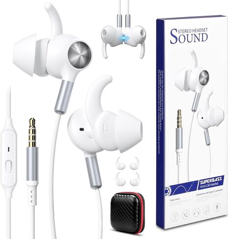 3.5mm Earbuds Wired Headphones Secure Wingtip,4.9FT Noise Canceling 3.5 MM in Saudi Arabia
