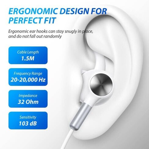 3.5mm Earbuds Wired Headphones Secure Wingtip,4.9FT Noise Canceling 3.5 MM in Saudi Arabia