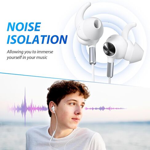 3.5mm Earbuds Wired Headphones Secure Wingtip,4.9FT Noise Canceling 3.5 MM in Saudi Arabia