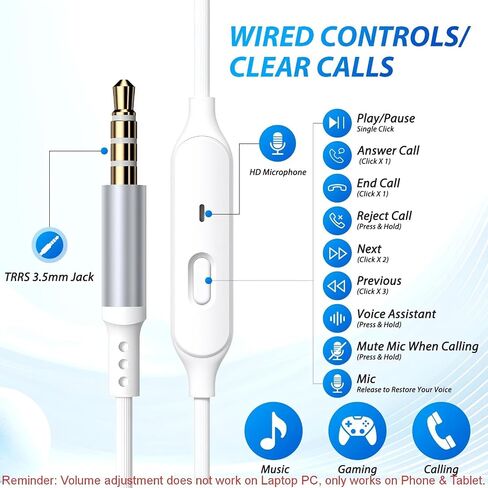 3.5mm Earbuds Wired Headphones Secure Wingtip,4.9FT Noise Canceling 3.5 MM in Saudi Arabia