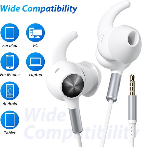 3.5mm Earbuds Wired Headphones Secure Wingtip,4.9FT Noise Canceling 3.5 MM in Saudi Arabia