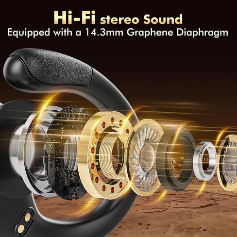 Wireless Earbuds Bluetooth Headphones 80hrs Playback Ear Buds Power Display with Noise Canceling Mic with Earhooks for Sports/Workout/Running, Black in Saudi Arabia