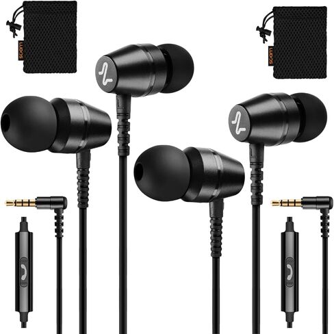 LUDOS OMNITONE 2 Pack Wired Earbuds in-Ear Headphones, 5 Year Warranty, Earphones with Microphone, 3.5 mm Jack Corded Ear Buds, Videoconference for iPhone, Samsung, Laptop, Kids, School Students in Saudi Arabia