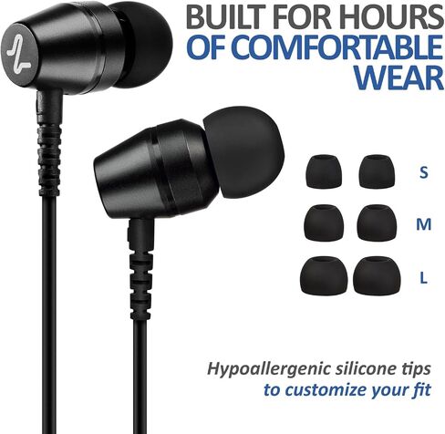 LUDOS OMNITONE 2 Pack Wired Earbuds in-Ear Headphones, 5 Year Warranty, Earphones with Microphone, 3.5 mm Jack Corded Ear Buds, Videoconference for iPhone, Samsung, Laptop, Kids, School Students in Saudi Arabia