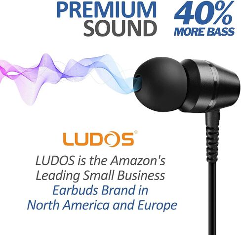 LUDOS OMNITONE 2 Pack Wired Earbuds in-Ear Headphones, 5 Year Warranty, Earphones with Microphone, 3.5 mm Jack Corded Ear Buds, Videoconference for iPhone, Samsung, Laptop, Kids, School Students in Saudi Arabia
