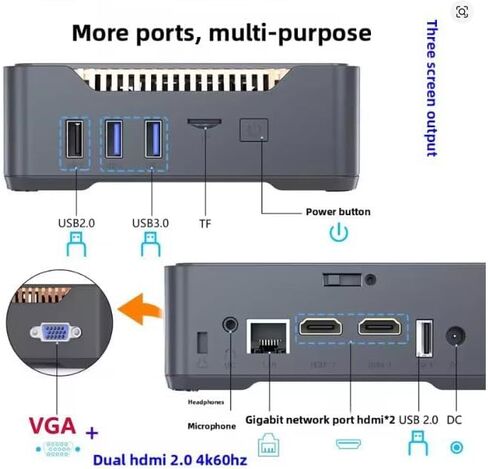 N100 CPU Mini PC Host Home Office 4K Gaming Micro Portable Computer with Triple Screen Output (N100 16G-256G US Standard) in Saudi Arabia